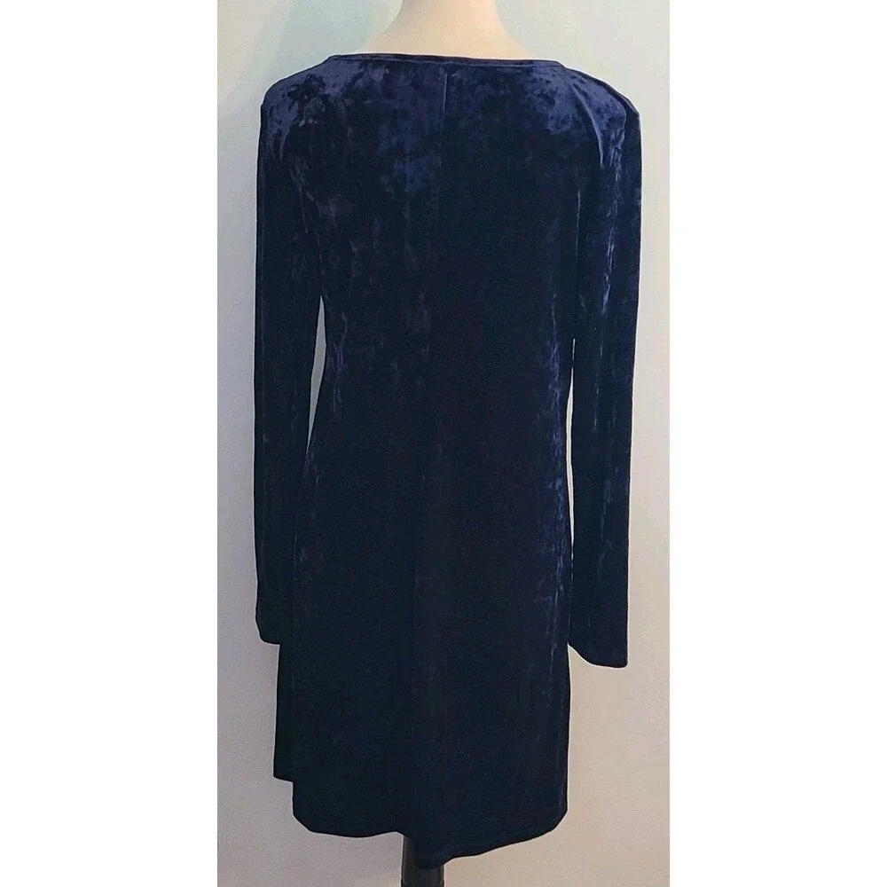 Ronni Nicole Dress Women 8 Navy Crushed Velvet Stretch Whimsygoth Dance Sexy - Picture 2 of 11